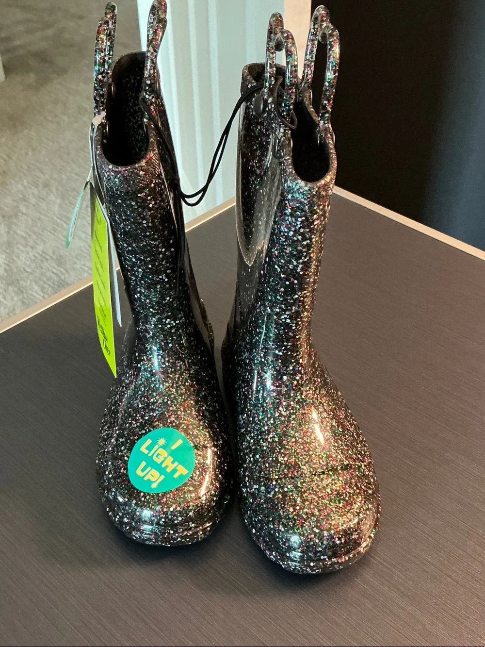 Light-Up Glitter Rain Boots Black Multicolor